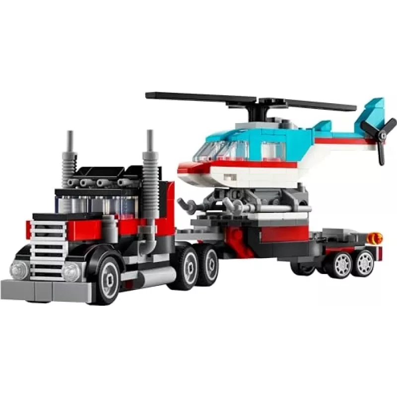 Zestaw LEGO Creator 2-w-1 Ciężarówka z platformą i śmigłowiec 31146, konwertowalna konstrukcja dla dzieci