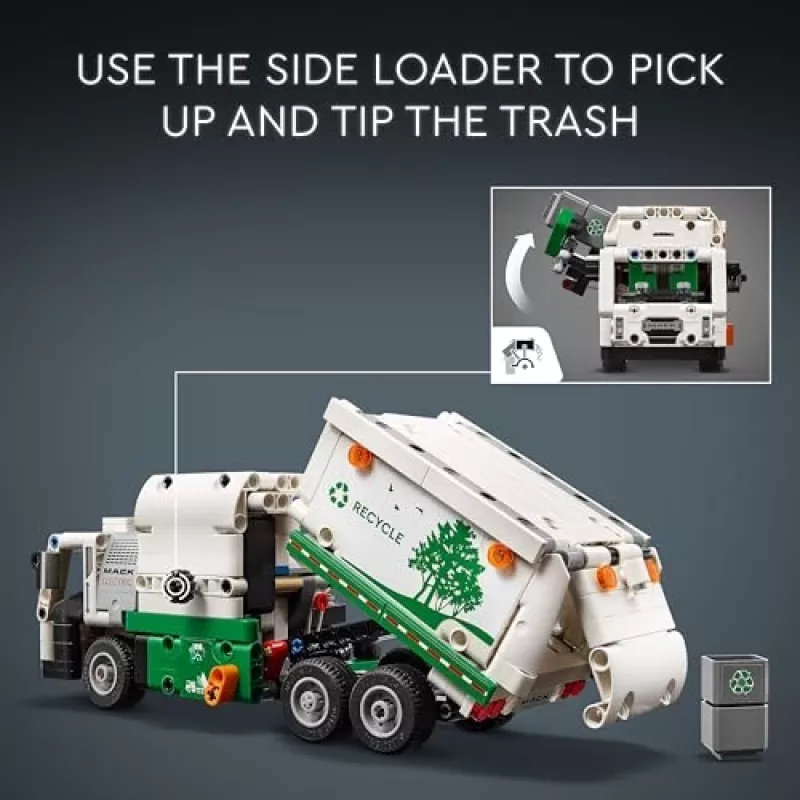 Klocki konstrukcyjne LEGO Technic Mack LR Electric Garbage Truck 42167 — 503 elementy, z napędem, wymiary 230×80×90 mm
