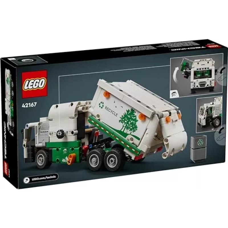 Klocki konstrukcyjne LEGO Technic Mack LR Electric Garbage Truck 42167 — 503 elementy, z napędem, wymiary 230×80×90 mm