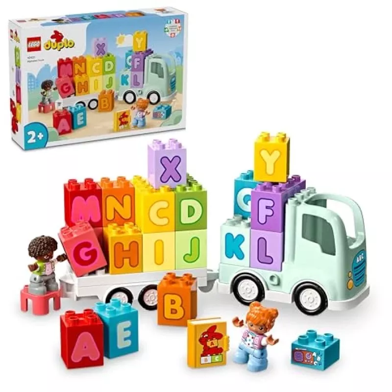 Zabawka konstrukcyjna LEGO DUPLO 10421 Ciężarówka ABC, 36 elementów, 2 minifigurki, dla dzieci od 2 lat, wymiary 110×140×70 mm