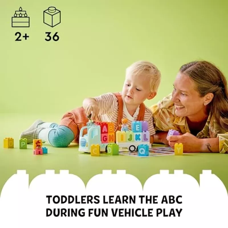 Zabawka konstrukcyjna LEGO DUPLO 10421 Ciężarówka ABC, 36 elementów, 2 minifigurki, dla dzieci od 2 lat, wymiary 110×140×70 mm