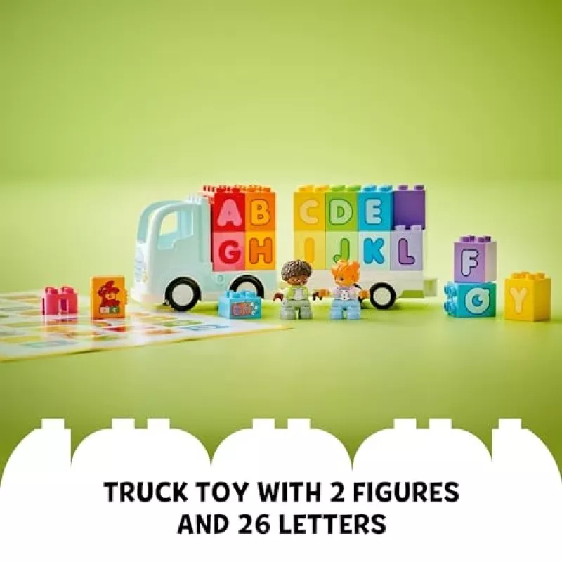 Zabawka konstrukcyjna LEGO DUPLO 10421 Ciężarówka ABC, 36 elementów, 2 minifigurki, dla dzieci od 2 lat, wymiary 110×140×70 mm
