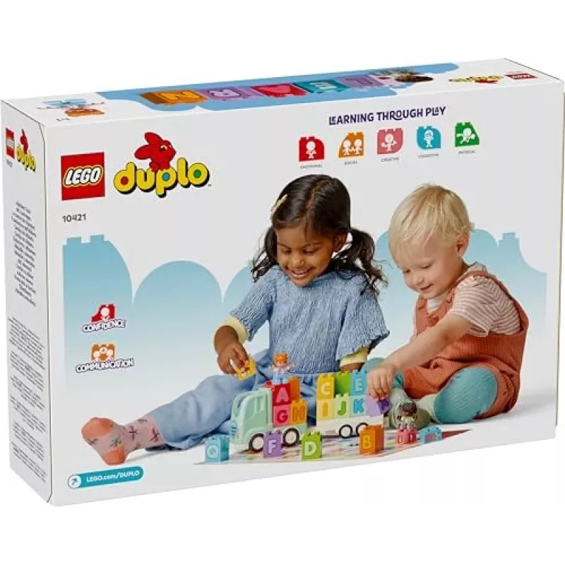 Zabawka konstrukcyjna LEGO DUPLO 10421 Ciężarówka ABC, 36 elementów, 2 minifigurki, dla dzieci od 2 lat, wymiary 110×140×70 mm