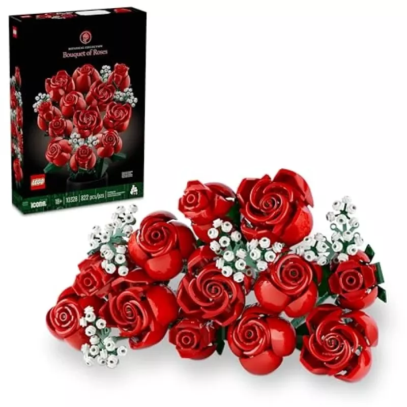 LEGO Icons Bukiet Róż Sztuczne Kwiaty Zestaw dla Dorosłych Kolekcja Botaniczna Dekoracje Domowe Prezent na Walentynki Prezenty dla Kobiet