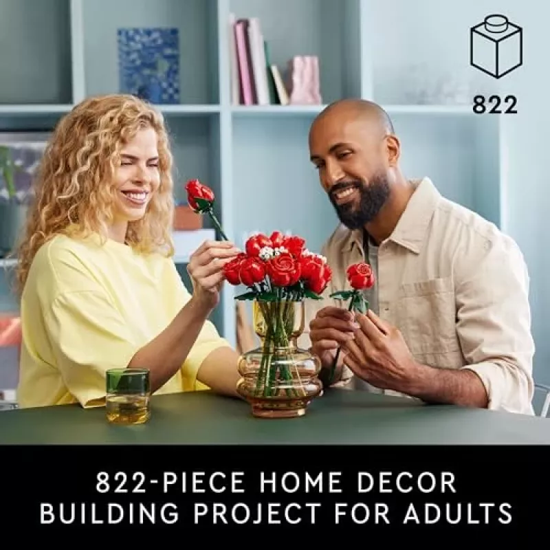 LEGO Icons Bukiet Róż Sztuczne Kwiaty Zestaw dla Dorosłych Kolekcja Botaniczna Dekoracje Domowe Prezent na Walentynki Prezenty dla Kobiet