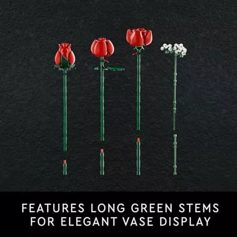 LEGO Icons Bukiet Róż Sztuczne Kwiaty Zestaw dla Dorosłych Kolekcja Botaniczna Dekoracje Domowe Prezent na Walentynki Prezenty dla Kobiet