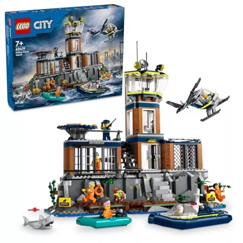 LEGO City Zabawka konstrukcyjna Posterunek policji Wyspa więzienna 60419 — 980 elementów, 7 minifigurek, 370×400×160 mm