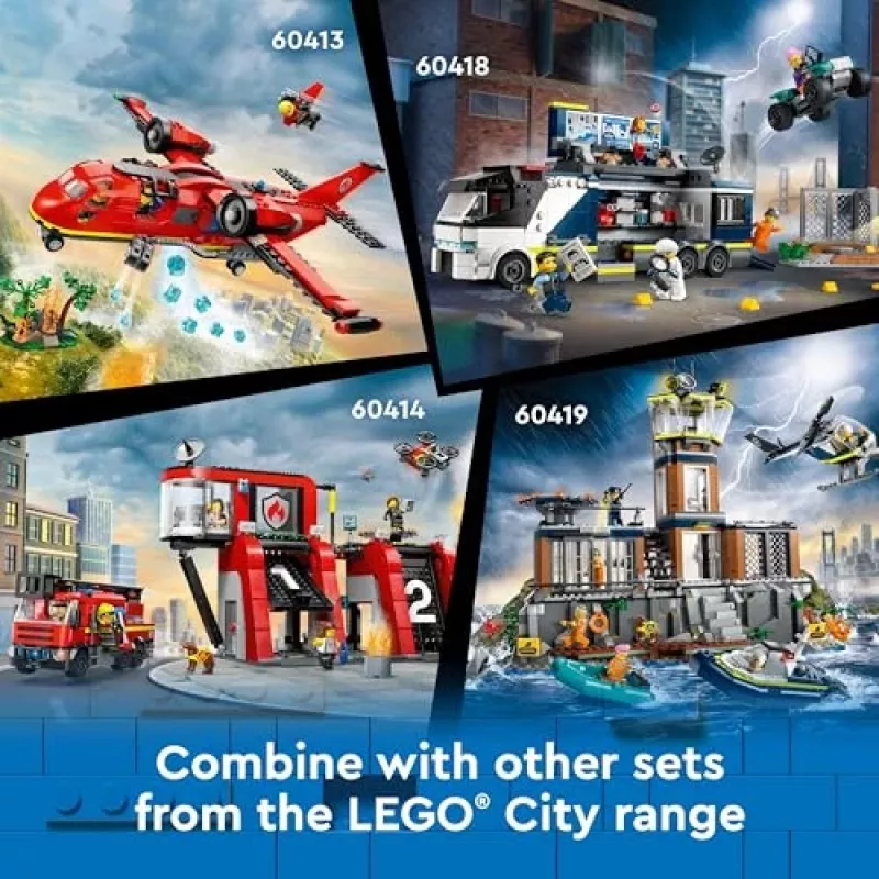 LEGO City Zabawka konstrukcyjna Posterunek policji Wyspa więzienna 60419 — 980 elementów, 7 minifigurek, 370×400×160 mm