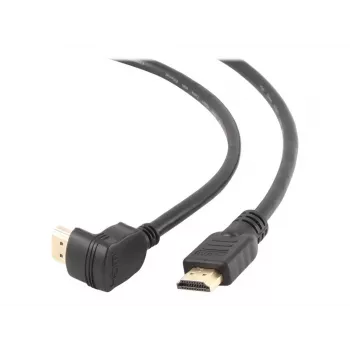 Kabel HDMI v2.0 z wtykiem męskim 90 stopni i prostym męskim, 19-pinowe pozłacane złącza, 1,8 m, opakowanie zbiorcze