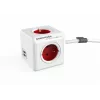 Allocacoc PowerCube Extended USB 1,5 m listwa zasilająca, czerwona