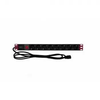 Listwa zasilająca do szafy Rack TECHLY 365733 1U — 8× gniazda Schuko, kabel 2 m