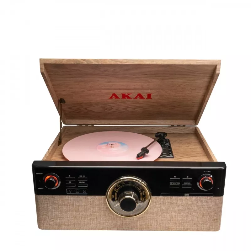 AKAI ATT-300CC Gramofon z napędem paskowym, USB i wbudowanym przedwzmacniaczem gramofonowym, czarny