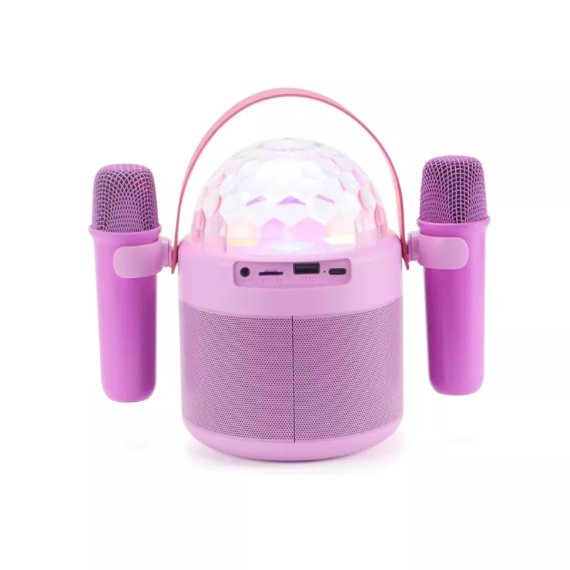 Zestaw karaoke dla dzieci AKAI JoyBox Kids z Bluetooth, USB, MicroSD, AUX, radiem FM, światłami RGB, zmieniaczem głosu, przewodowym mikrofonem, akumulatorem 1200 mAh, 5W RMS