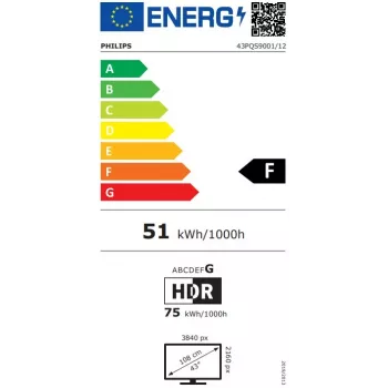Philips 43PQS9001/12 43-calowy 4K UHD LED Smart TV z Dolby Vision i Dolby Atmos