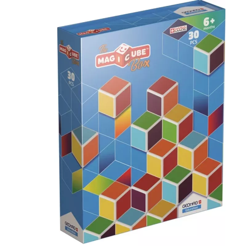Geomag MagiCube GM120 Magnetyczne Klocki Konstrukcyjne, 30 Elementów, Wielokolorowe, Kwadratowe, Uniseks, Dzieci 1.5+