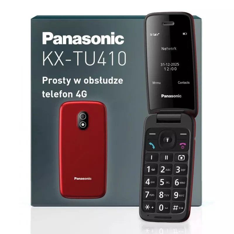 PANASONIC KX-TU410EXR Telefon komórkowy typu clamshell - czerwony