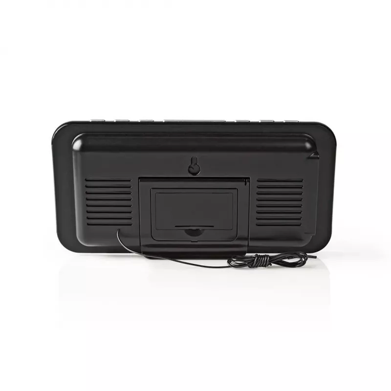 Nedis CLAR004BK Radio Alarm Clock z Wyświetlaczem LED, Tunerem FM, Podwójnym Budzikiem, Projekcją, AUX, Czarny