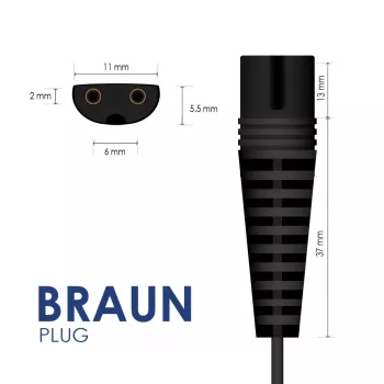 Zasilacz AKYGA do golarek Braun, AC 100-240V na DC 5.9V 600mA, wtyczka EU, czarny