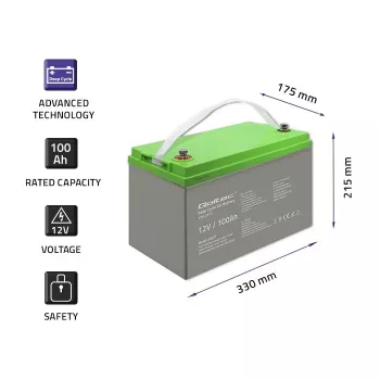 Qoltec 53077 UPS Battery Sealed Lead Acid (VRLA) 12V 100Ah