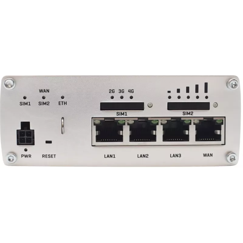 Teltonika RUTX09 Przemysłowy Router Komórkowy 4G LTE-A Cat 6 z 4-Portowym Przełącznikiem Gigabit, Dual SIM, GNSS