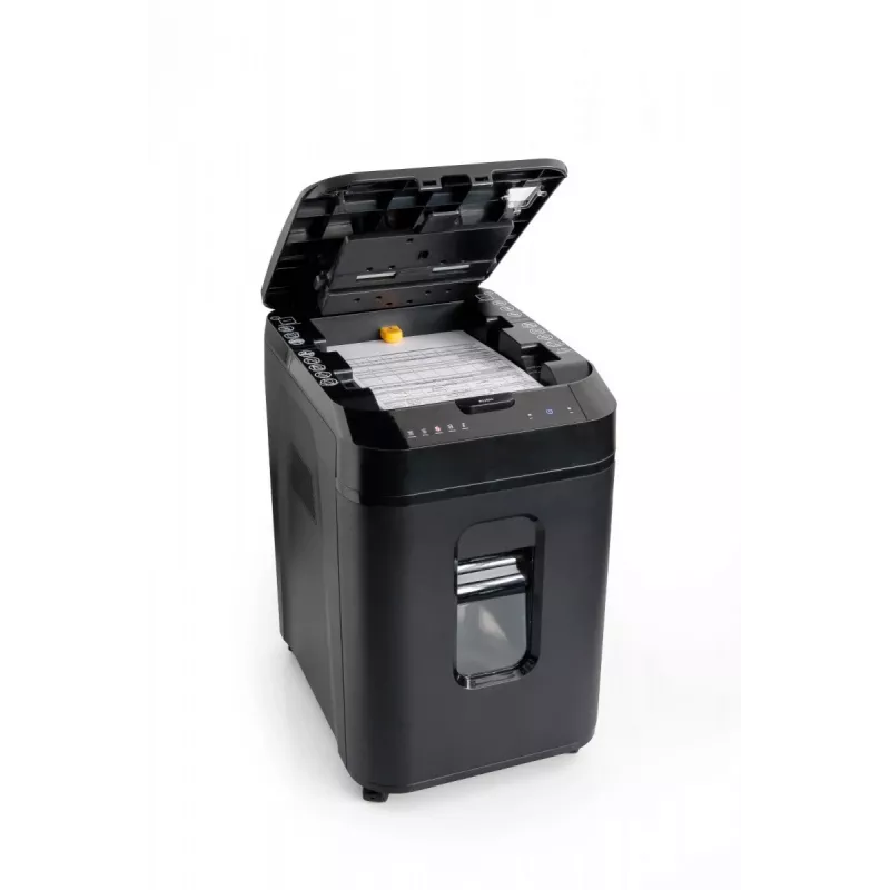 Niszczarka WALLNER AF160 C2, cięcie krzyżowe, automatyczne podawanie 160 arkuszy, poziom bezpieczeństwa P-4, pojemnik 26L, czarna