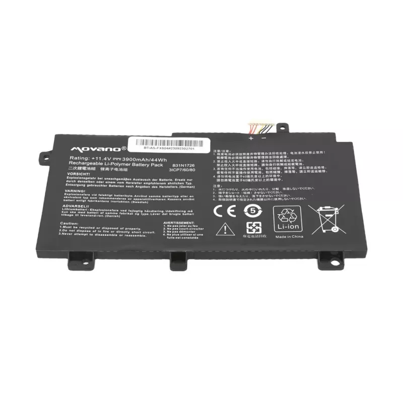 MOVANO Bateria B31N1726 do Asus FX504 FX505 FX80G - 3900 mAh (44 Wh)