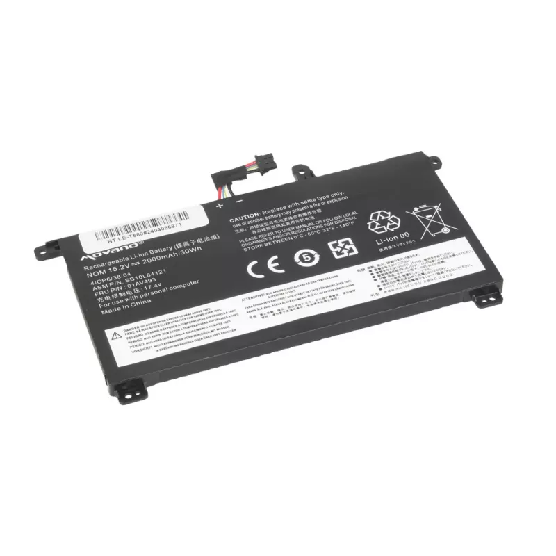 MOVANO Bateria 01AV493 do Lenovo ThinkPad T570 T580 P51S - 2000 mAh (30 Wh)