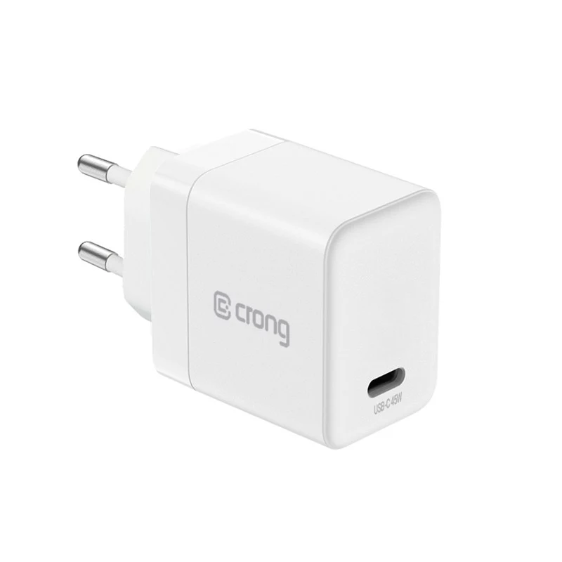 Crong Ultra Compact GaN USB-C 45W PD 3.0 PPS Wall Charger (Biały)