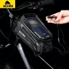 WILDMAN XT5 Frame Bag Black - Bicycle Top Tube Bag with Phone Pocket, Water-Resistant PU Leather