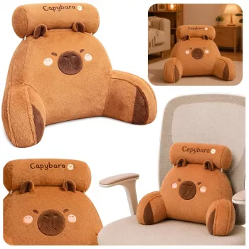 LEAN TOYS Podparcie pleców do fotela Oparcie do fotela Łóżko Kapibara Brązowy 60 x 40 cm