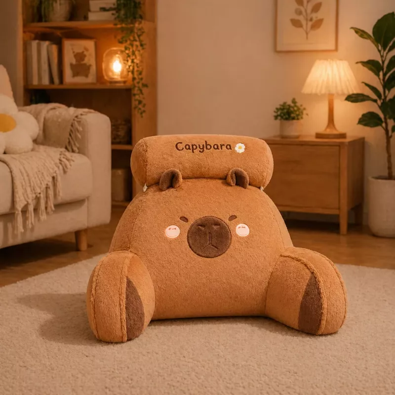 LEAN TOYS Podparcie pleców do fotela Oparcie do fotela Łóżko Kapibara Brązowy 60 x 40 cm