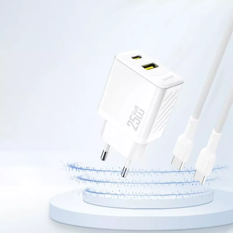 Dudao A26TEU GaN 25W USB-C USB-A Wall Charger White