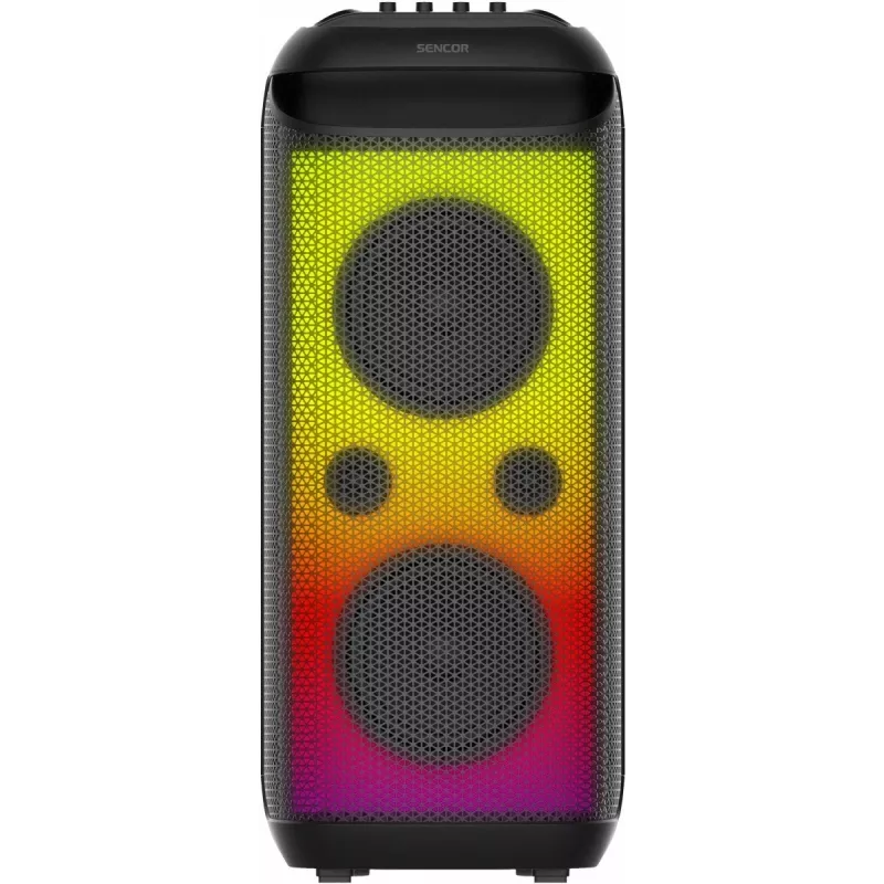 SENCOR Partycon CORE Power 140W Przenośny Głośnik Bluetooth z TWS, IPX4, RGB LED, Karaoke, Czarny