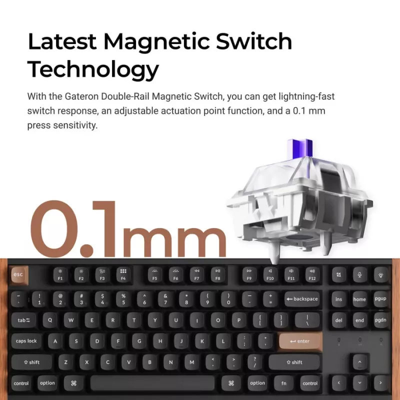 Klawiatura gamingowa Keychron K8H-F1 75% Magnetyczna Wood Black