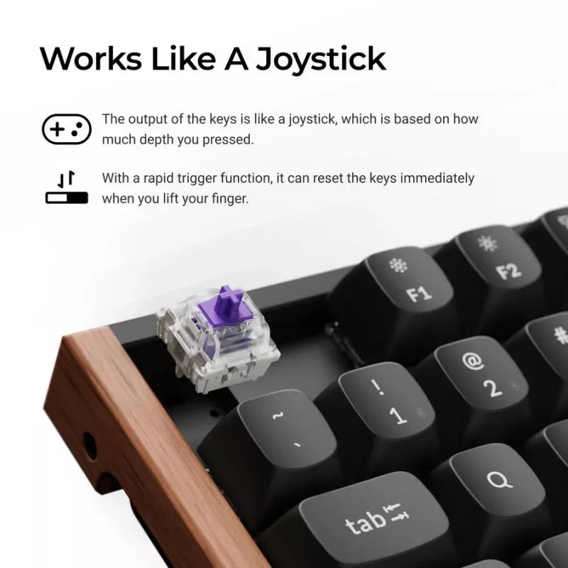 Klawiatura gamingowa Keychron K8H-F1 75% Magnetyczna Wood Black