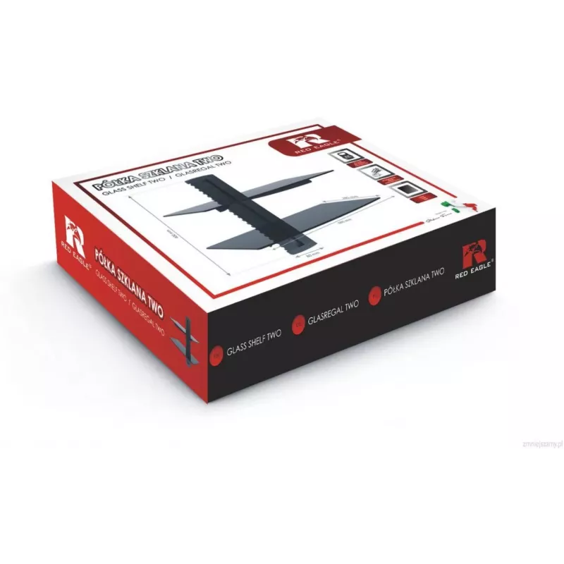 RED EAGLE TWO Półka szklana przezroczysta 450x350 mm szkło hartowane