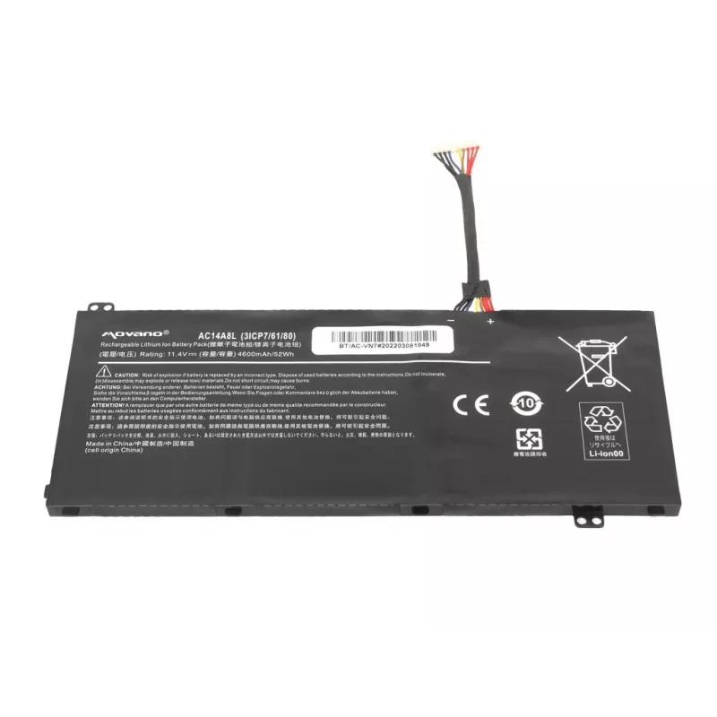 Bateria MOVANO AC14A8L AC15B7L do Acer VN7 Nitro V15 V17 - 4600 mAh (52 Wh)