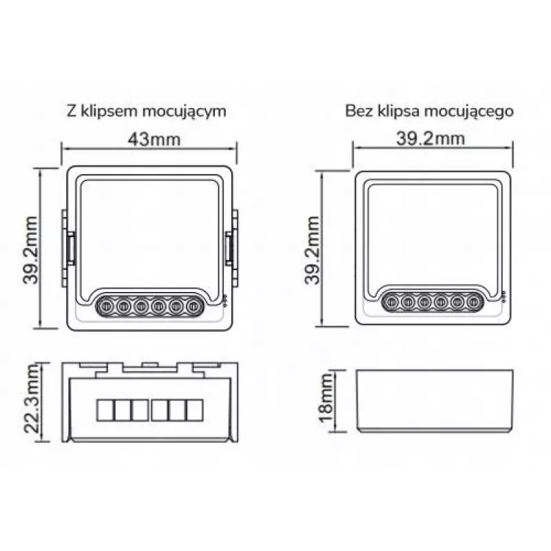 OXT T224 Mini moduł przekaźnika Wi-Fi 4-kanałowy Tuya Smart Life, styki beznapięciowe, 10A/kanał
