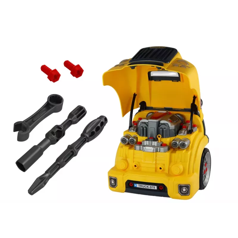 LEAN TOYS Warsztatowy Autobus z Silnikiem do Rozbiórki DIY Żółty