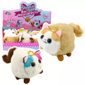 LEAN TOYS Pluszowy Kotek Mascot z Machającym Ogonem Brązowo-Biały