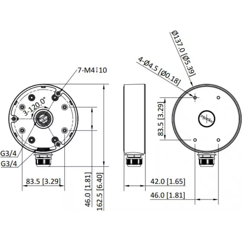 Hikvision DS-1280ZJ-PT6-Y Puszka montażowa, czarna, stop aluminium, odporna na warunki atmosferyczne, wewnątrz/na zewnątrz
