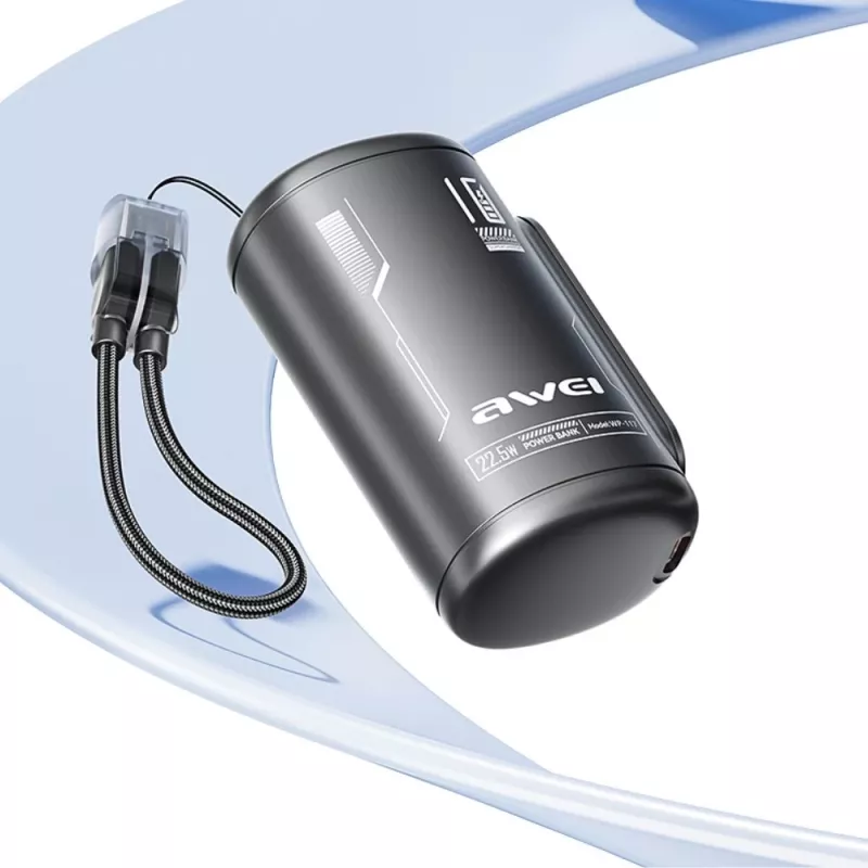 AWEI WP-117 Power Bank 10000mAh 22.5W 3C2xUSB-C Czarny