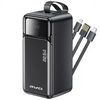 AWEI PA-107 Power Bank 50000mAh 22.5W PD 3xUSB Czarny
