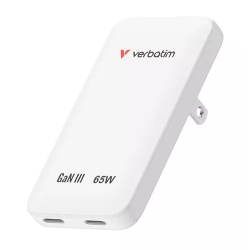 Verbatim Slim GaN Charger 2 Porty 65W (EU/UK/US) Biały