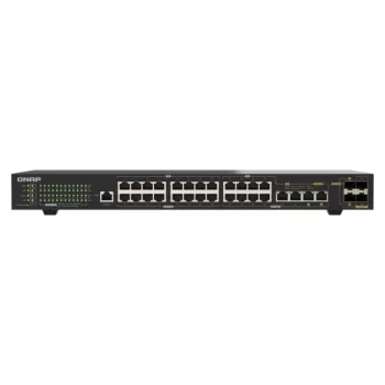QNAP QSW-M2130P-2C2S26T 26-portowy 2.5GbE PoE++ zarządzalny przełącznik warstwy 2 do montażu w szafie z 2x 10GbE SFP+ i 2x 10GbE portami combo, budżet PoE 370W