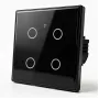 Qoltec Smart Dotykowy Przełącznik Światła 4-obwodowy Wi-Fi Timer Tuya | Szkło hartowane | Biały