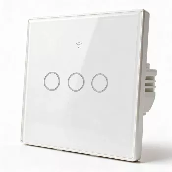 Qoltec Smart Touch Light Switch 3-Gang Wi-Fi Timer Tuya Biały