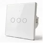 Qoltec Smart Touch Light Switch 3-Gang Wi-Fi Timer Tuya Biały
