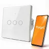 Qoltec Smart Touch Light Switch 3-Gang Wi-Fi Timer Tuya Biały