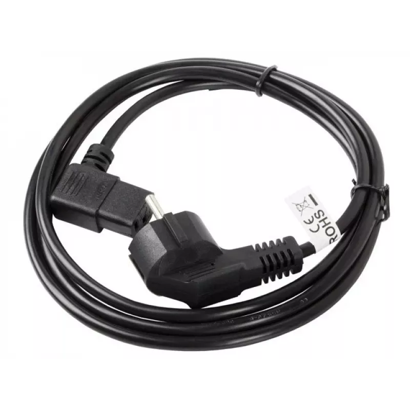 LANBERG CA-C13C-12CC-0030-BK 3m Kątowy przewód zasilający Schuko do IEC C13, H05VV-F 3G1.0, VDE, czarny